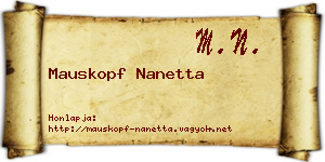 Mauskopf Nanetta névjegykártya